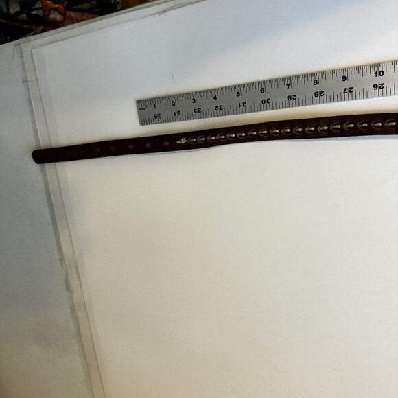 Fossil Brown Leather Belt Boho Bohemian Thin Narrow Womens Large Belts - Picture 10 of 10